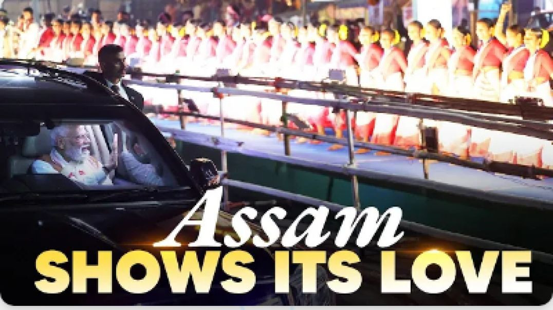 ⁣You cannot unsee this! Assam turns the streets into a celebration for PM Modi 😍
