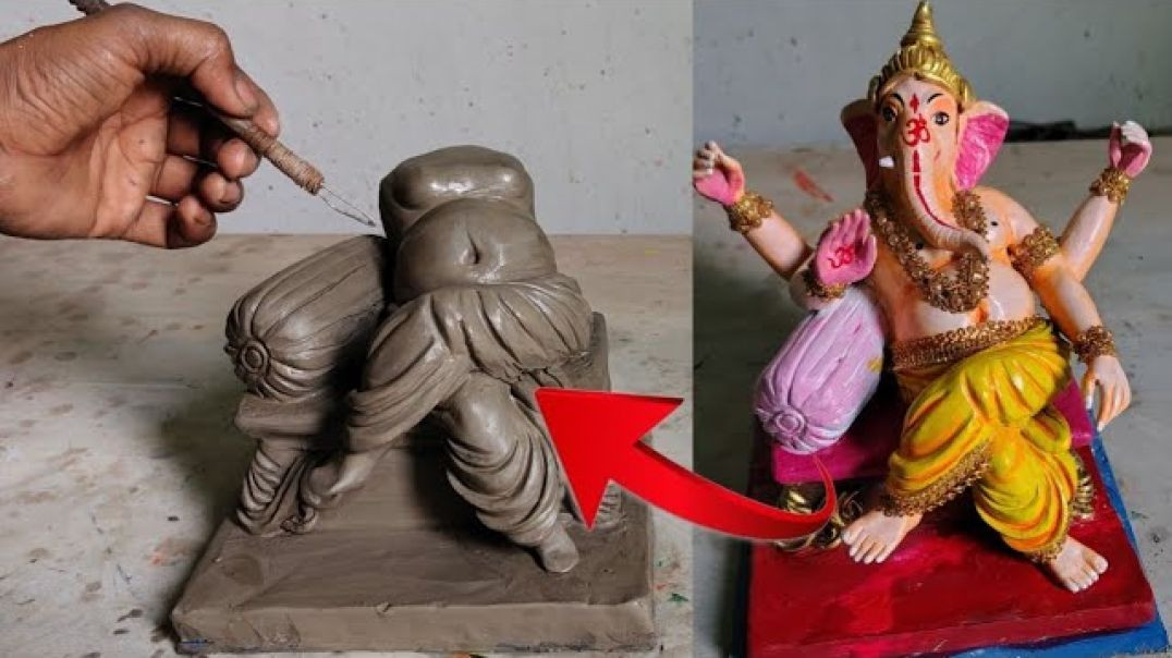 ⁣मिट्टी से गणेश मूर्ति कैसे बनाते हैं | Eco friendly Ganesha making | Ganesha idol making