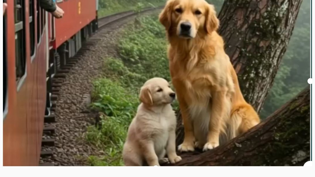 ⁣Golden_Retriever_Mom_and_Puppy_Save_a_Train_#dog_#goldenretriever_#rescue_#animals(1080p)