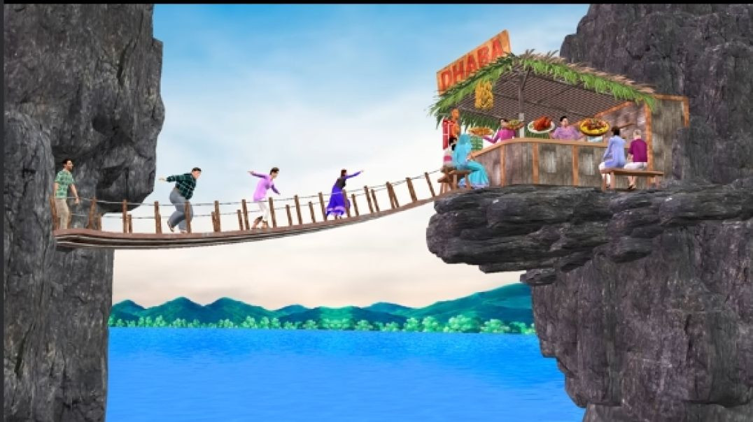 ⁣लटकता हुआ पहाड़ ढाबा Hanging Mountain Dhaba For Free Food comedy Hindi Kahaniya 720p