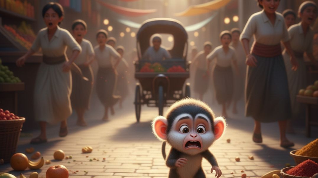 ⁣“भरे बाज़ार में दो नन्हे बंदरों की दोस्ती”