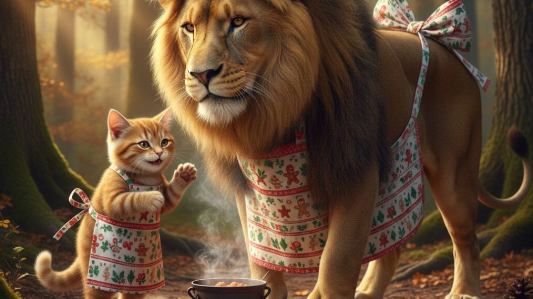 ⁣बिल्ली और शेर नया साल मनाई