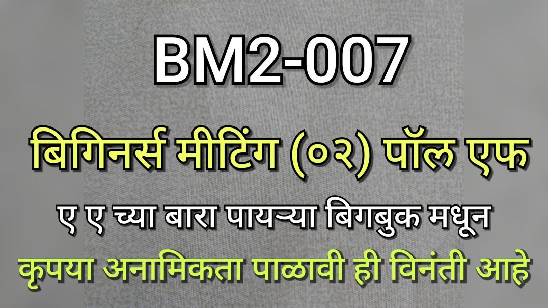BM2-007 बिगीनर्स मीटिंग 2 (पॉल एफ वर्कशॉप भाग - ००७) BM2-007 AA बिगबुक BigBook