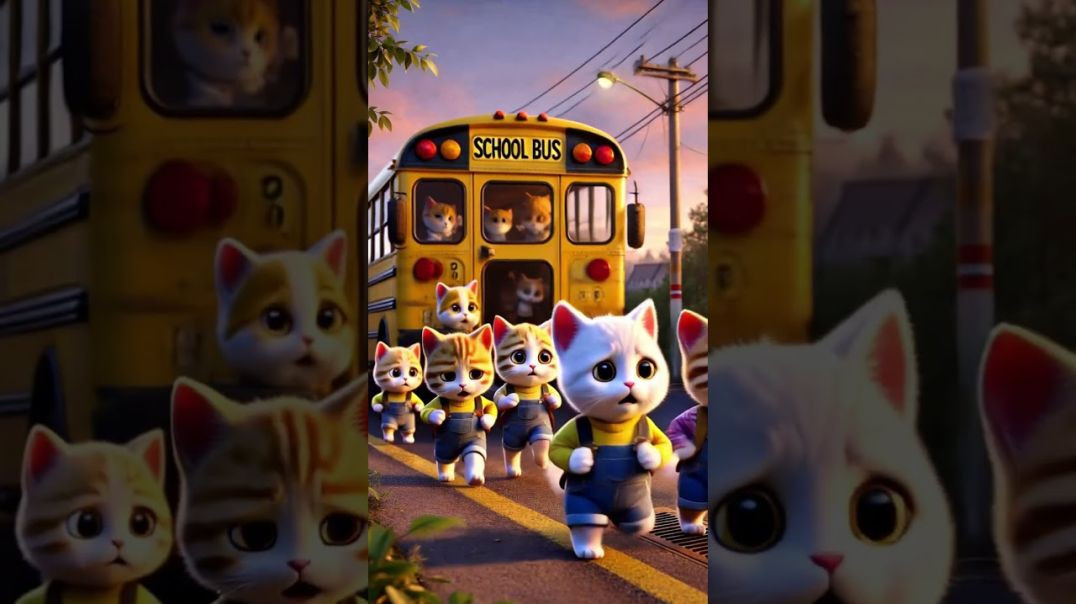 ⁣😱🚌Kitten meets mutated monster on school bus!🐱💥 #ai #story #catshorts#aicat#funnymeow8#funny