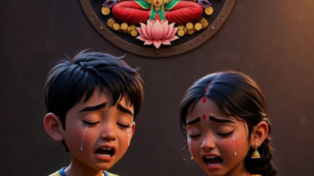 ⁣Mata Lakshmi and 2 kids bhakti