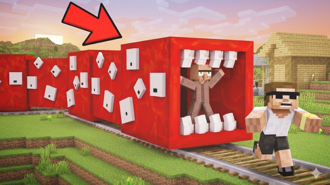 ⁣Doorbin become Scary Train Eater in Mincraft!