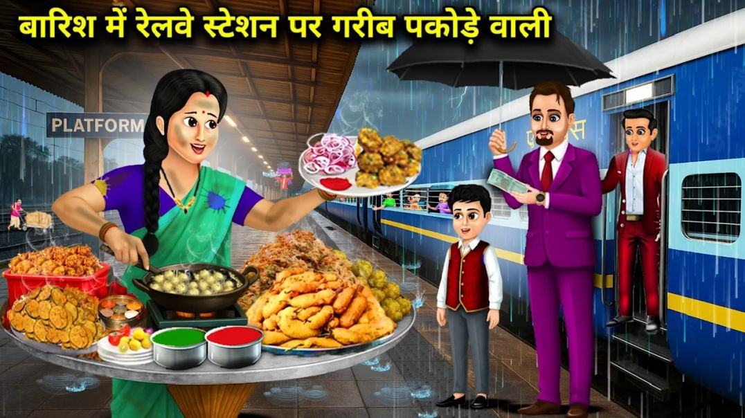 बारिश_में_रेलवे_स्टेशन_पर_गरीब_पकोड़े_वाली____Poor_Pakoras_At_Railway_Station_Rain____Cartoon_video(