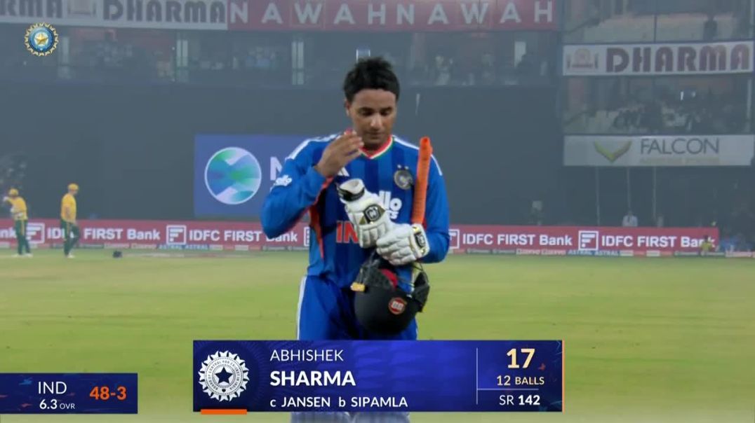 ⁣Abhishek Sharma Fall Of Wicket Ind Vs SA T2o 1st match #India #Southafrica #T20match