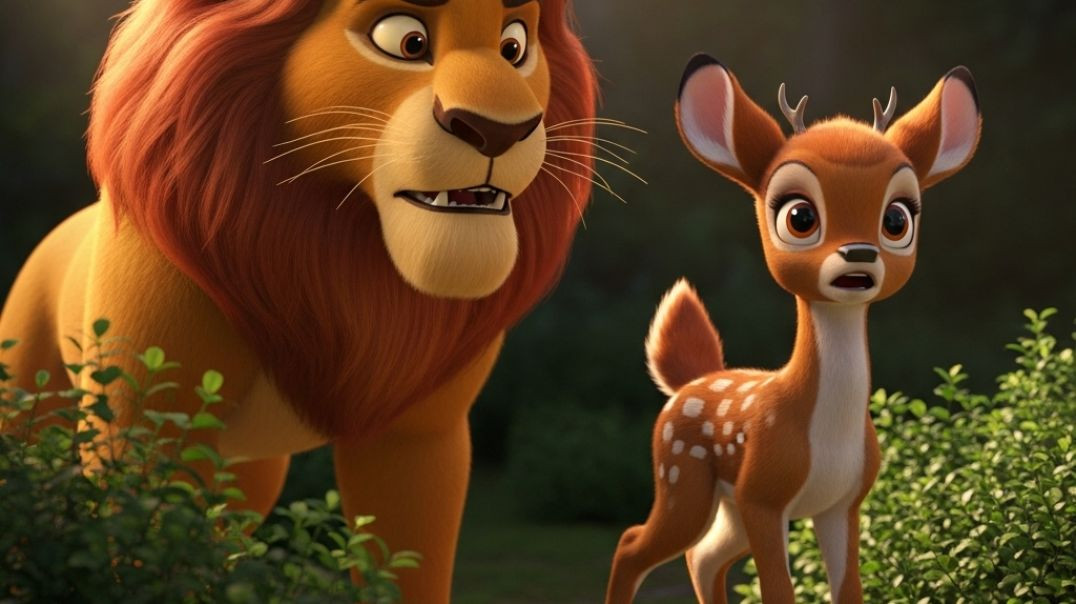 ⁣#cool deer and lion #cartoon#trend