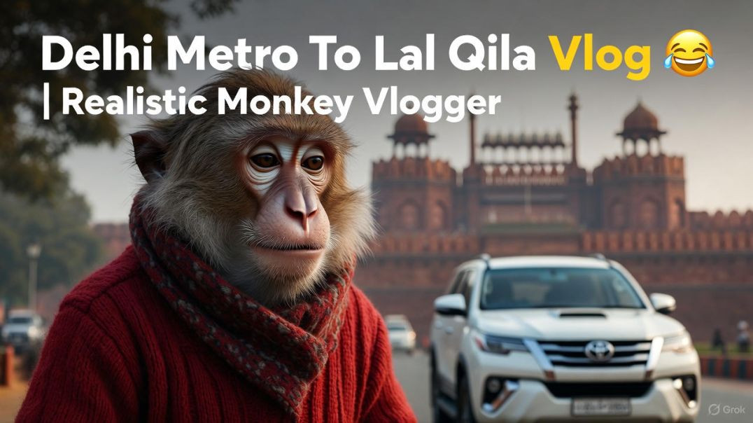 ⁣Delhi Metro To Lal Qila Vlog 🐒 | Winter Morning Travel Vlog | Realistic Monkey Vlogger