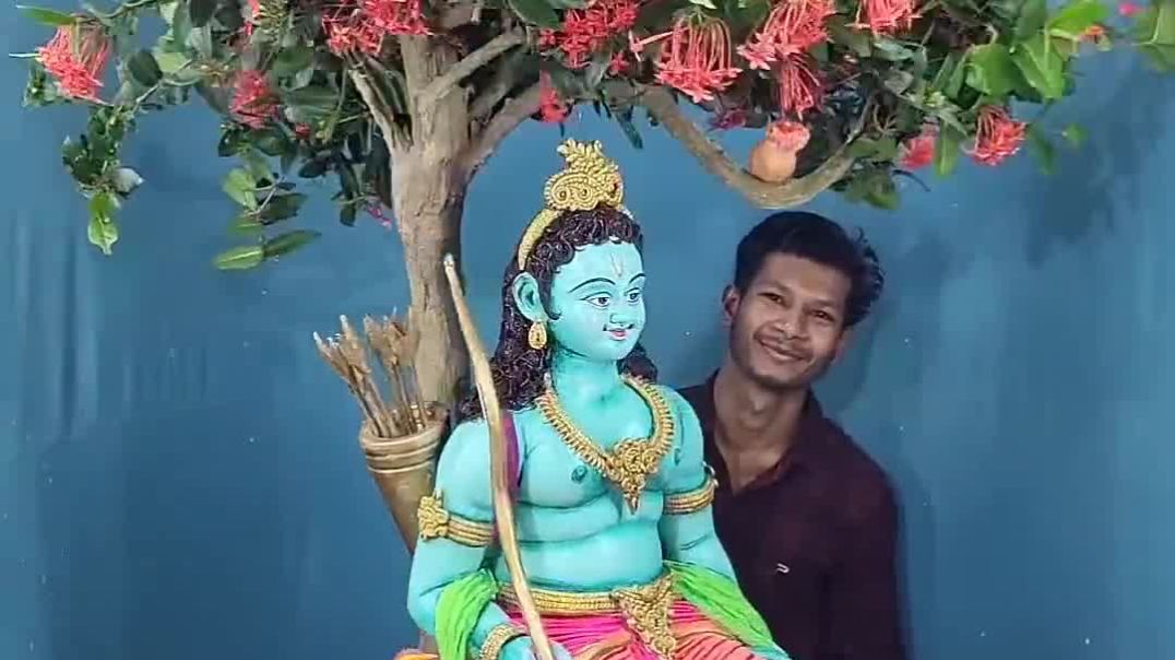 ⁣Jay Siya Ram ❤️🚩 How to color clay Ram idol _Ram_idol _Ram_idol_colouring _Ram_murthy _clay_ram_idol
