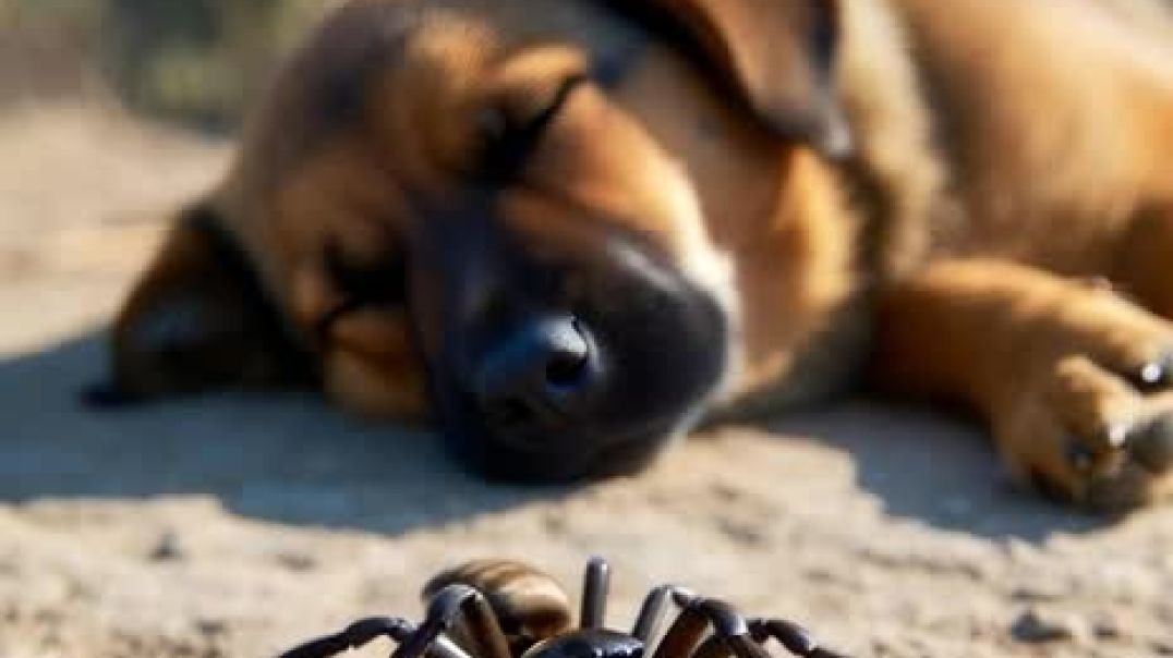 ⁣Dog and spider