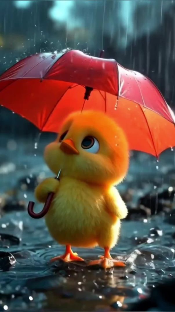 A duck and elephant walk in rain and apple 🍏 #shorts #duck