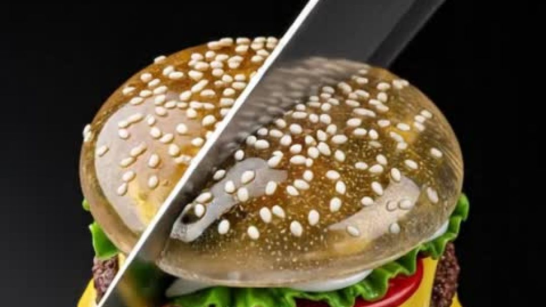 ⁣cutting burger made of 🍷🥂🍷