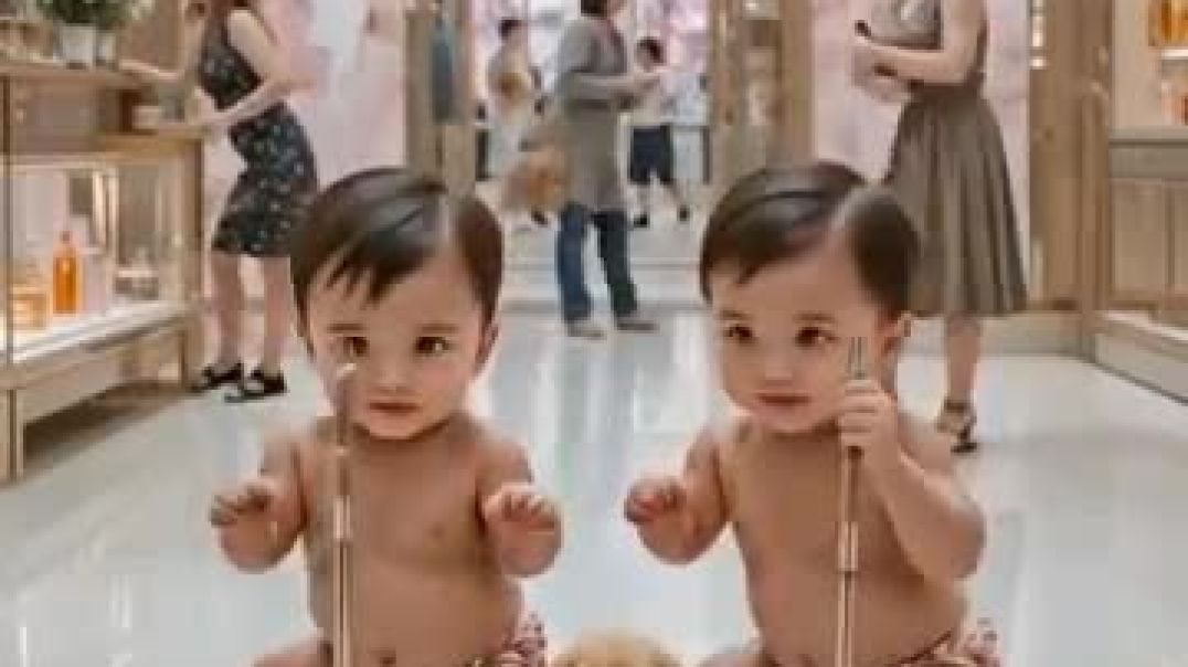 ⁣Twin_Babies_Cleaning_Mall_Floor_Near_Luxury_Perfume_Boutique_–_Emotional___Adorable_Moment(360p)