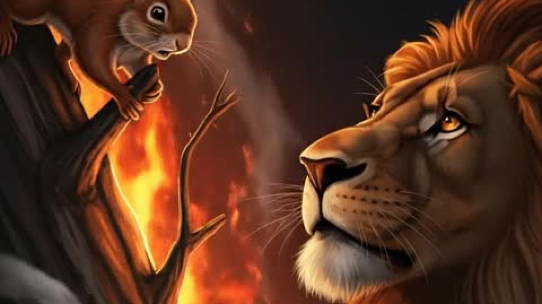 ⁣Lion aur squirrel