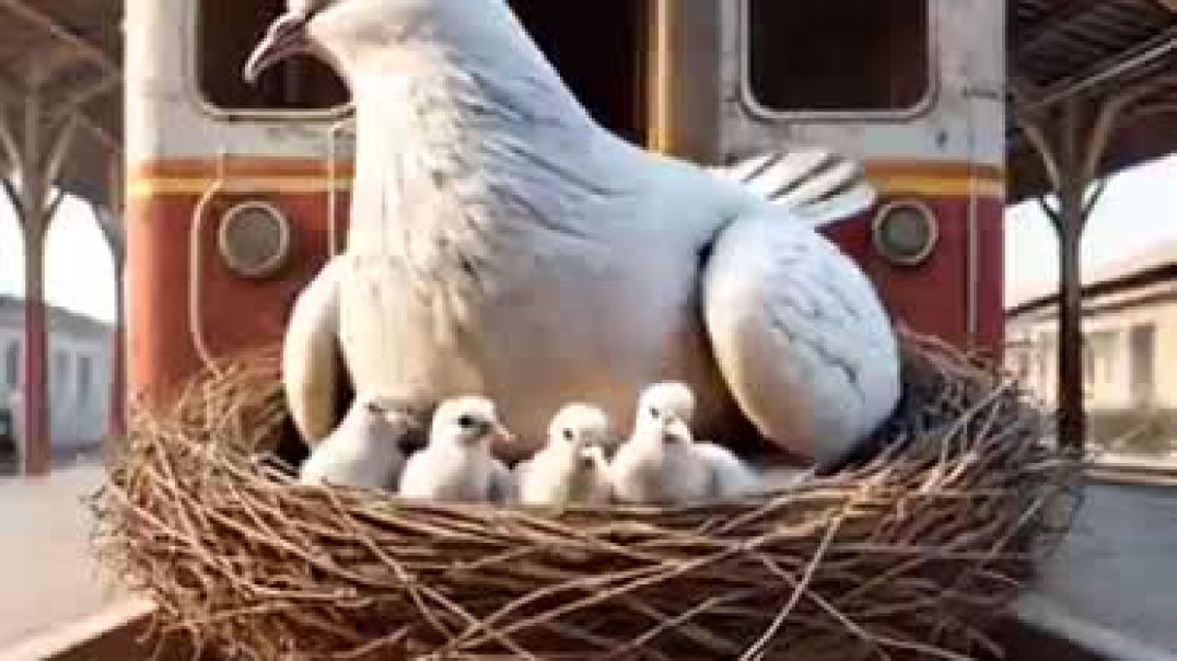 ⁣The story of a pigeon making a nest on the train and laying lots of eggs 😭 _ai _pigeon _shorts(360P)
