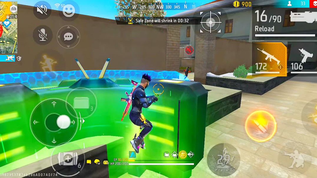 ⁣Free fire 1 v 2 gameplay video🎥