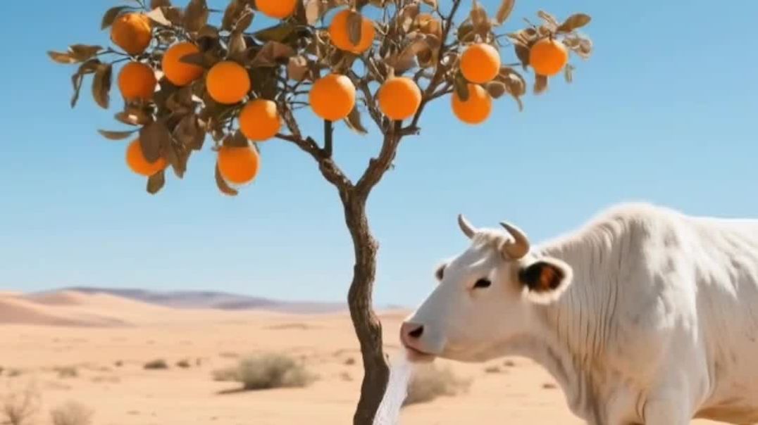 ⁣गाय ने लगाया संतरे का पेड़