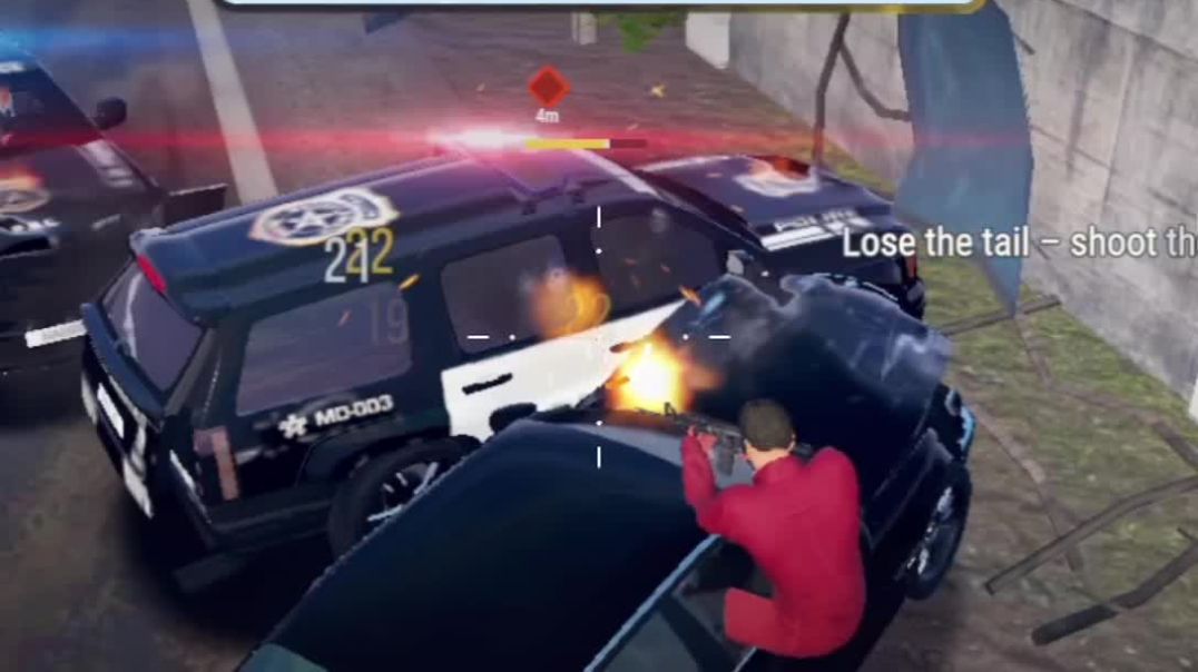 ⁣गैंगस्टर और पुलिस की फायरिंग फायरिंग में पुलिस की गाड़ियां हुई ब्लास्ट 😱😱😱😱