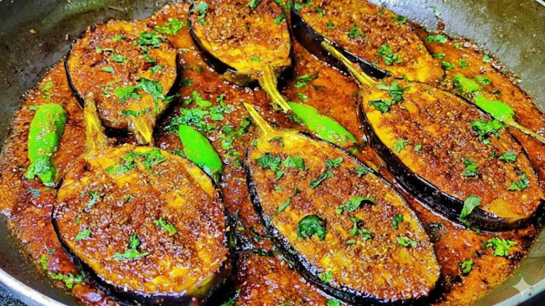 ⁣Fried Masala Baingan Recipe | Tawa Fry Baingan Crispy & Spicy | Baingan Fry Easy Recipe