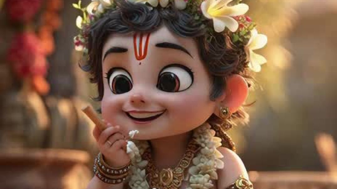 ⁣Krishna eating makhan