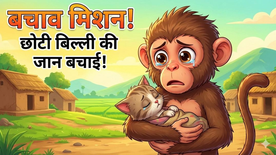 ⁣बंदर और नन्ही बिल्ली की सच्ची दोस्ती