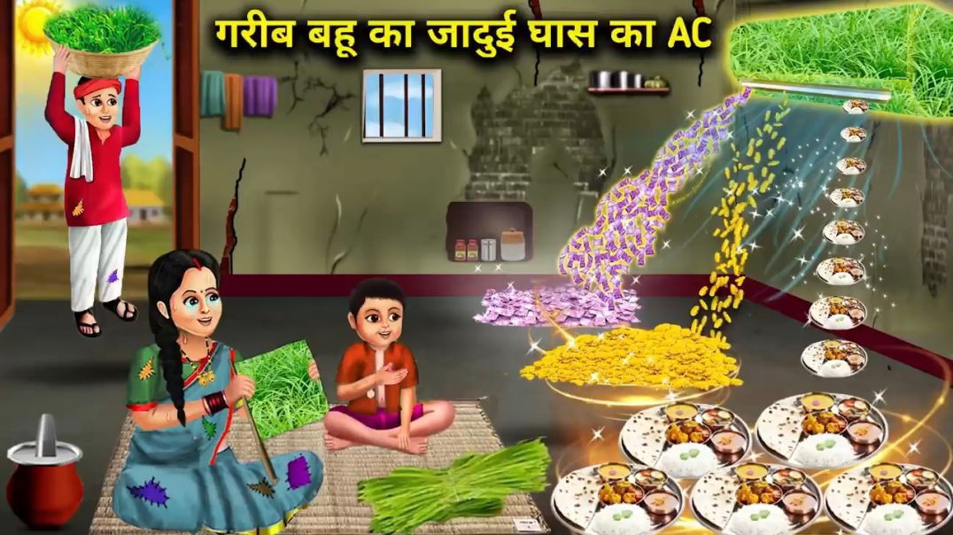 ⁣गरीब बहू का जादुई घास का AC  hindi cartoon video
