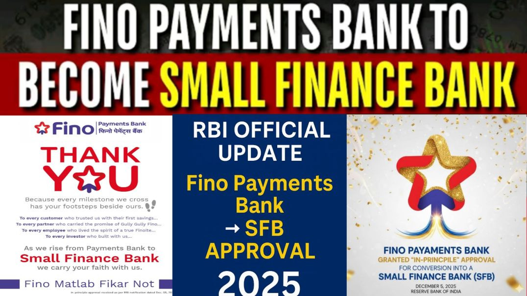 ⁣Fino New Update 2025 / Fino Payments Bank becomes Small Finance Bank