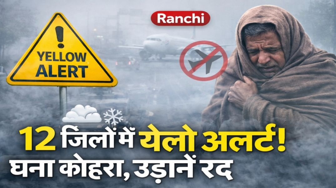 ⁣झारखंड के 12 जिलों में शीतलहर का येलो अलर्ट | घना कोहरा, उड़ानें रद्द #jharkhandlatestNews