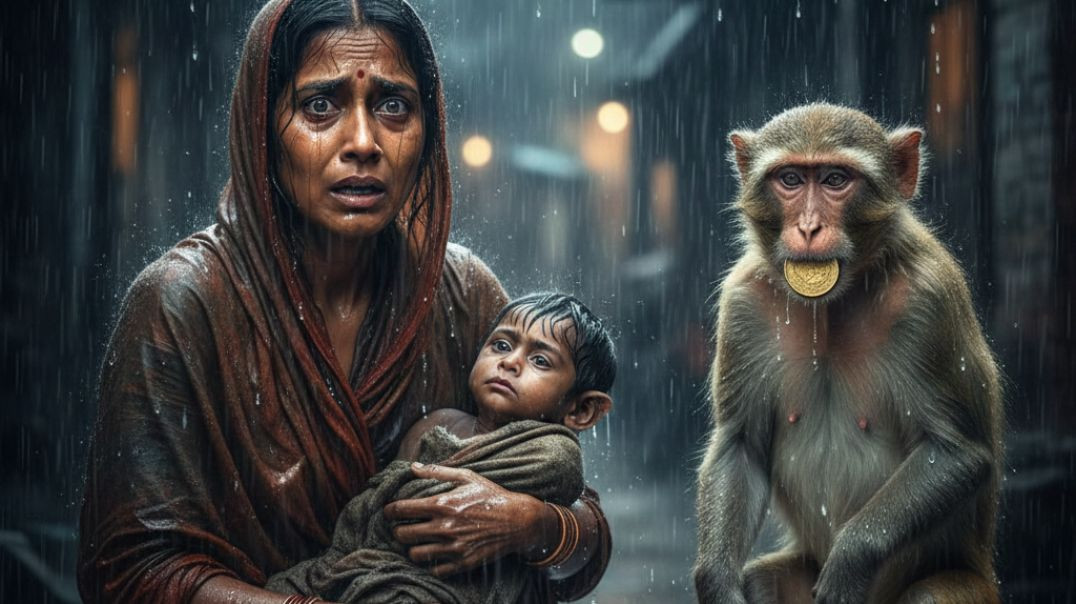 ⁣“माँ, बच्चा और निस्वार्थ बंदर”