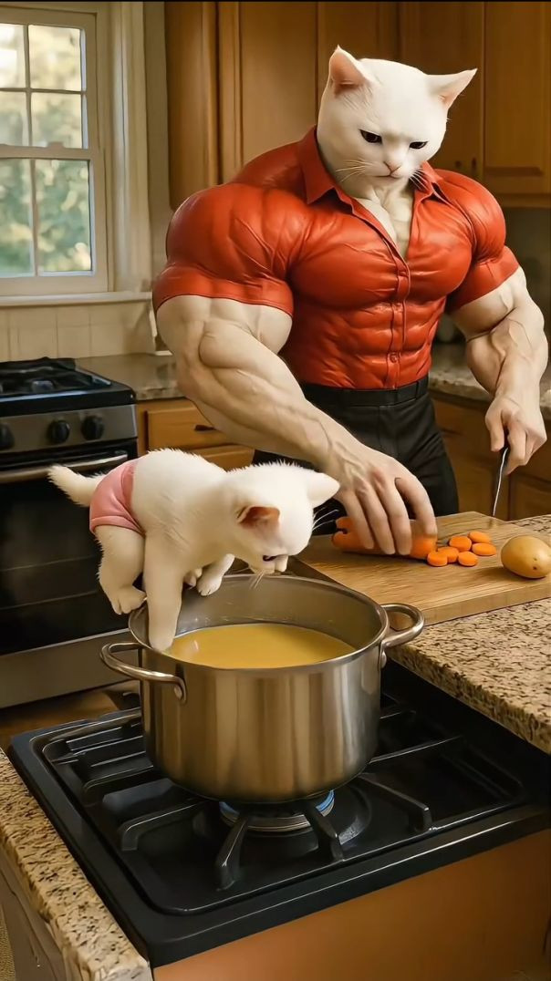 Most Adorable Cat Family Explores the Market with Mom & Dad #cutecats #viral #cats #cute #ai