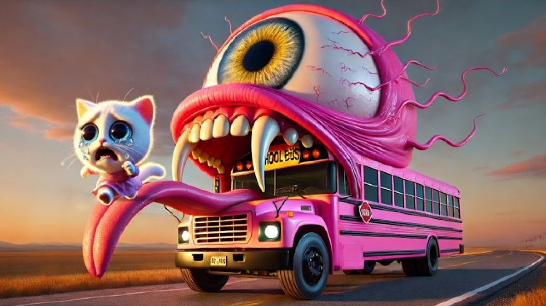 ⁣The kitten suddenly encountered a muteted big eye school.