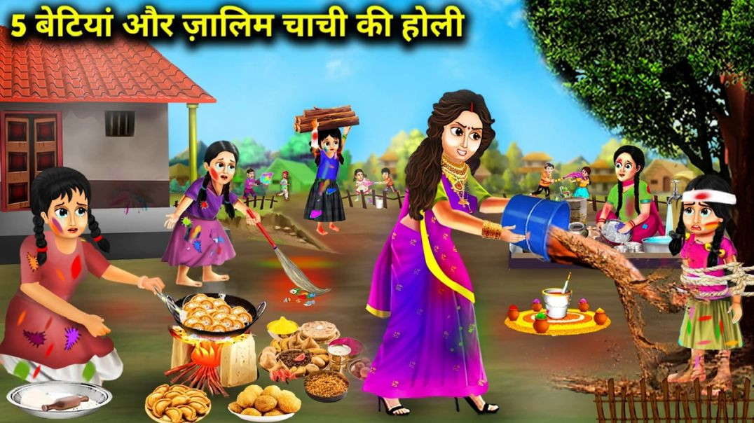 ⁣5 बेटियां और जालिम चाची की होली HINDI CARTOON SUBSCRIBE NOW LIKE