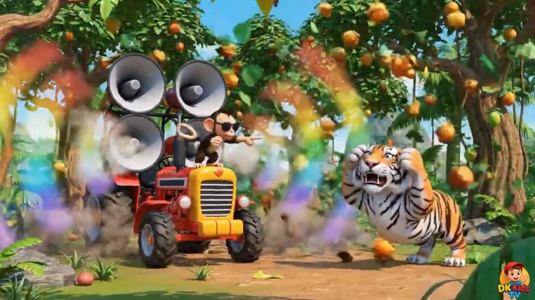 ⁣🐯 शेर ने रास्ता रोका | बहादुर किसान बंदर ने गाय को बचाया 🚜🐒 | Tiger vs Monkey Farm Story