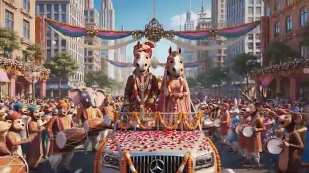 ⁣ghode ki nikli barat kids animal marige