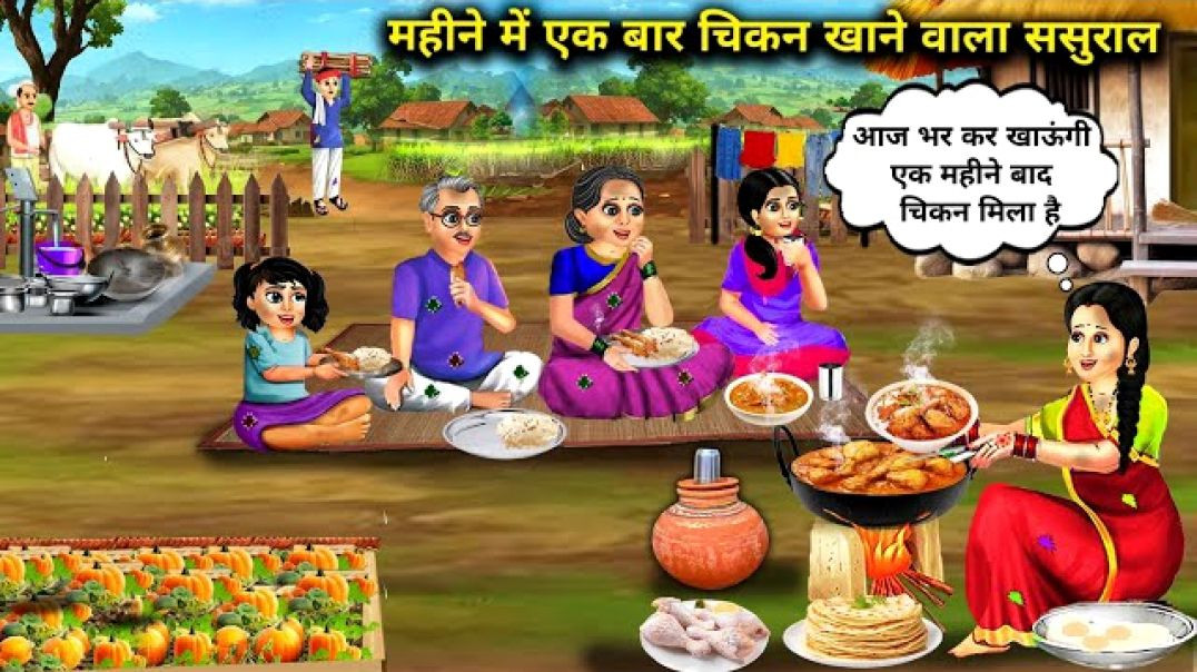 ⁣महीने में एक बार चिकन खाने वाला गरीब ससुराल__cartoon videos__rich and poor in-laws stories__ spicy S