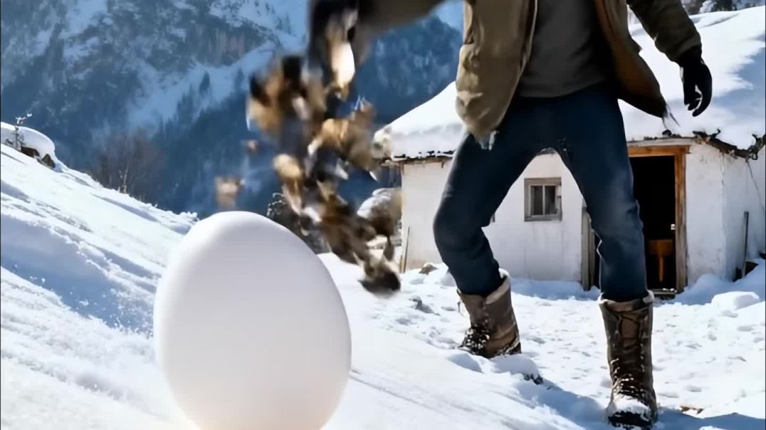 ⁣A_large_egg_rolls_through_the_snow_and_reaches_a_bear_s_cave_😭_#ai_#egg_#save_#bear