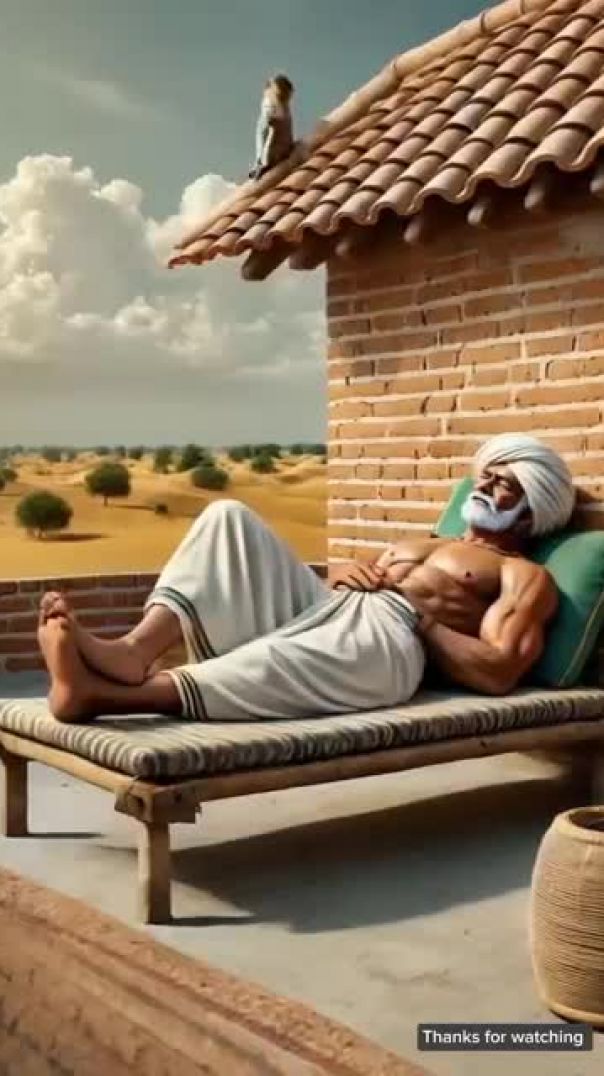 The_farmer_and_the_monkey_build_a_house_in_the_desert_but_the_house_is_destroyed_in_a_flood_😭_#ai