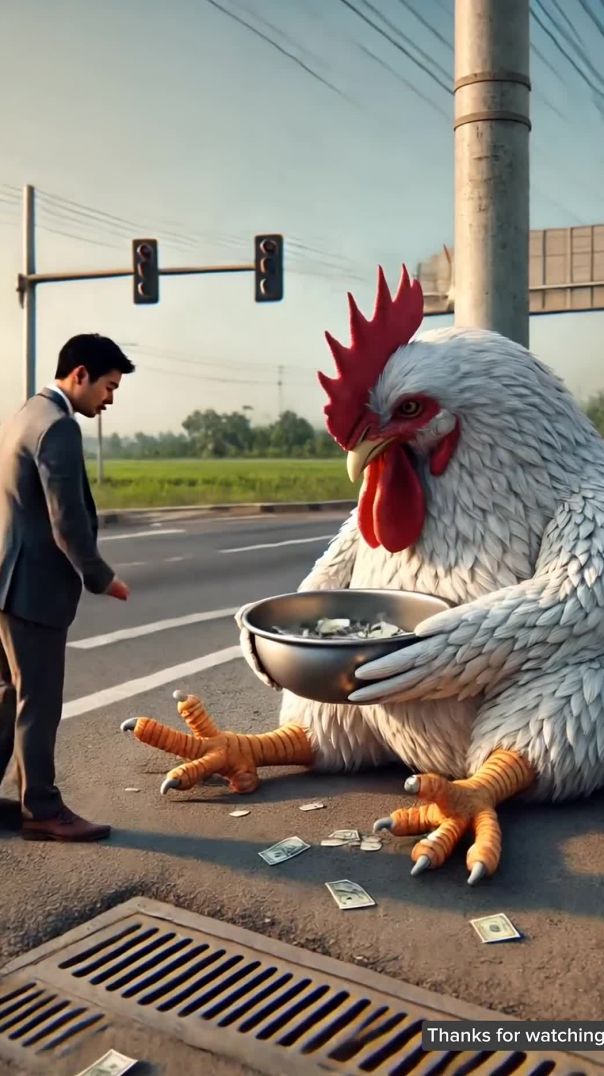 मुर्गी ने सङक पर मांगी भीख 🥹🥹