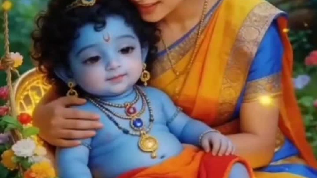 ⁣#krishna and maa 💕❤️