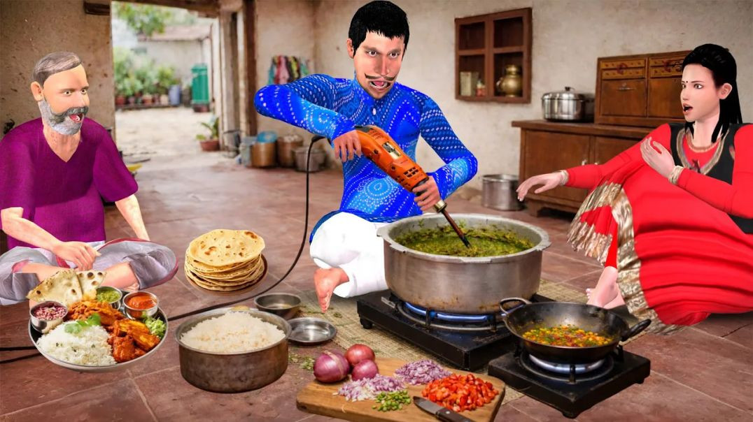 ⁣सरसों का साग बनाने का अजीब तरीका | Drill Machine वाला देसी जुगाड़ | Funny Hindi Kahaniya