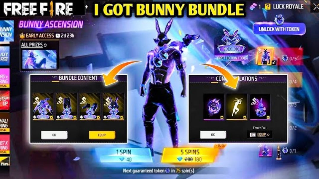 ⁣BUNNY ASCENSION EVENT FREE FIRE 🔥 _ GALACTIC BUNNY BUNDLE SPIN 🥳 _ FREE FIRE NEW EVENT