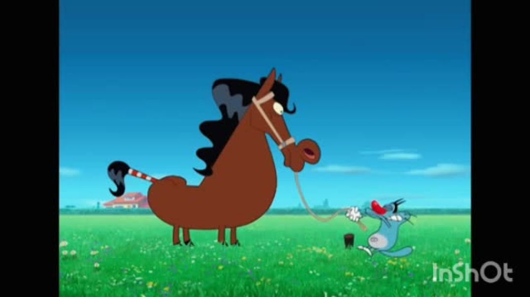 ⁣Oggy and the cockroaches in Hindi episode horse riding