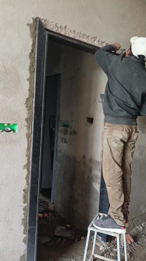 Granite door fream fitting ✅👷‍♂️ #granite #cutting #construction