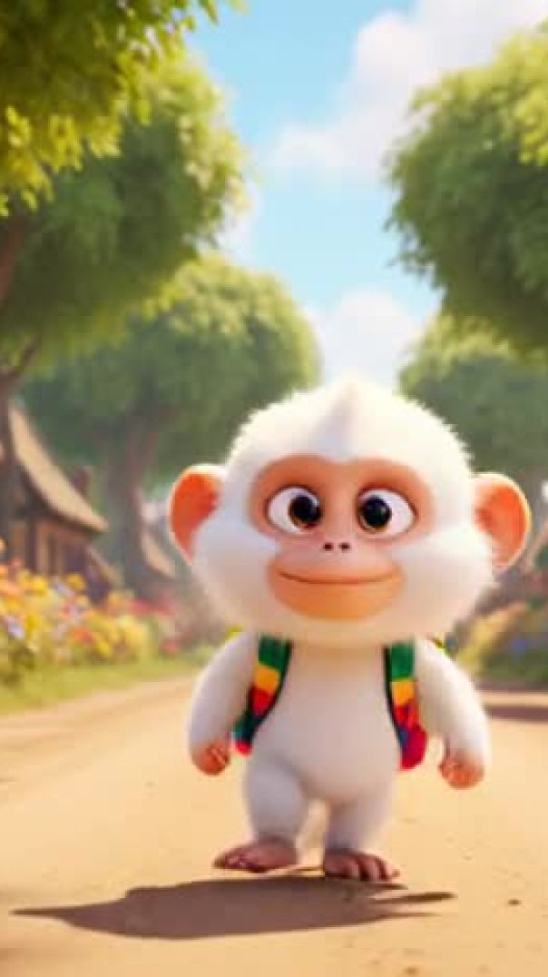 Cute_cartoon_monkey_walking_on_a_village_road,__wearing_a_small_school_bag,__bright_colorful_kids_an