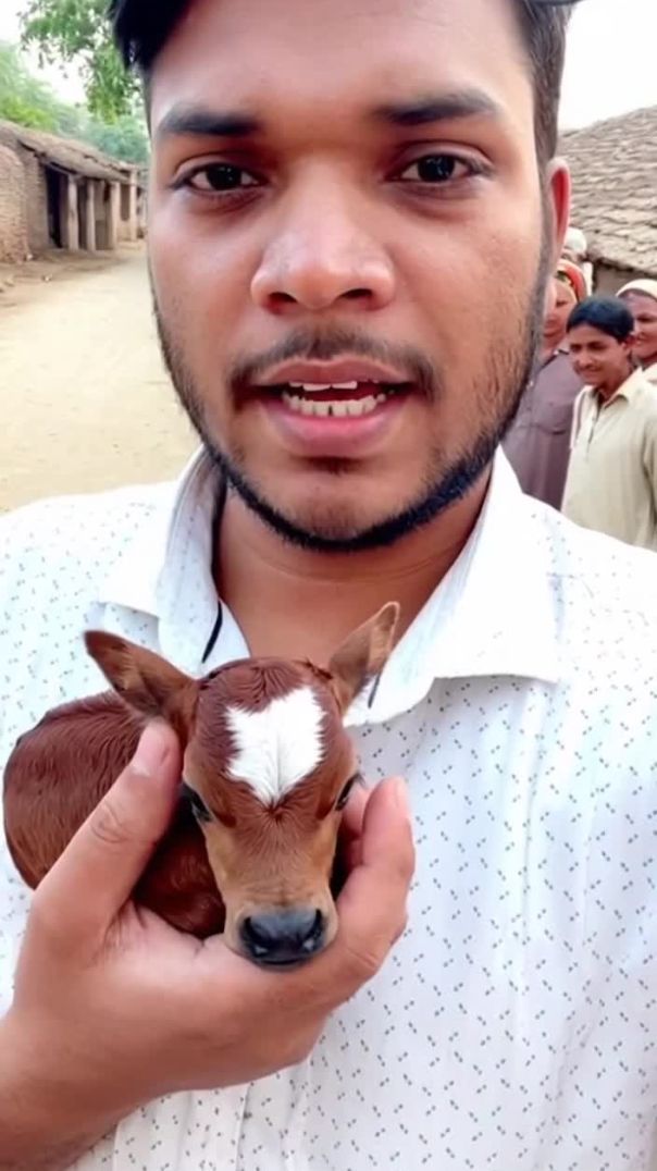 मेरी हथेली पर नन्हा सा बछड़ा 🐮❤️ | गाँव की सच्ची झलक