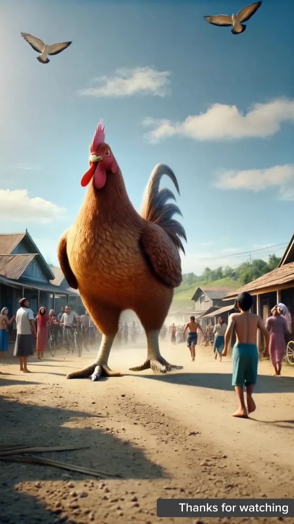 A_big_pigeon_enters_the_village___True_story_of_the_pigeon_and_the_hen_😭_#ai_#hen_#pigeon_#farmer