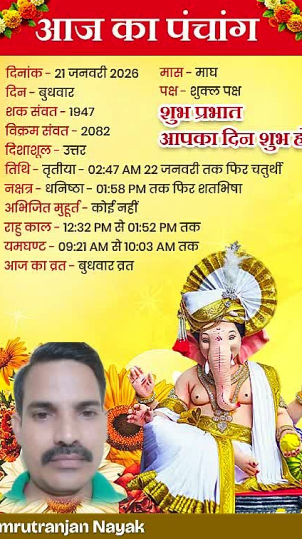 दैनिक पंचांग से पाएं दिन की जानकारी,21 January 2026.