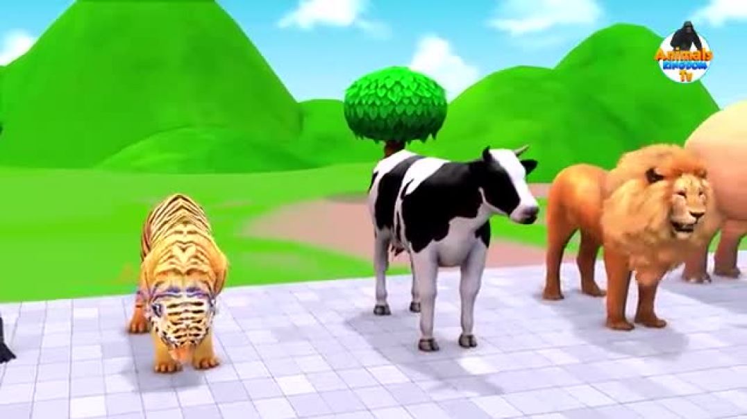 Animals_Choose_The_Right_Key_With_Cow_Mammoth_Elephant_Gorilla_Lion_Tiger_Wild_Animals_Matching_Game